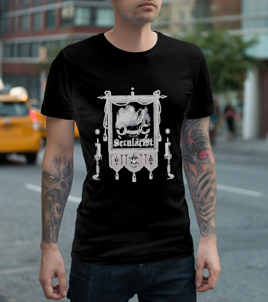 Secularist Symbolism With Chains And Wings On Tapestry T-Shirt
