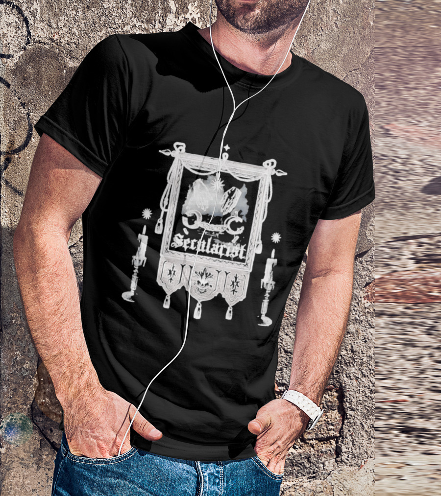 Secularist Symbolism With Chains And Wings On Tapestry T-Shirt