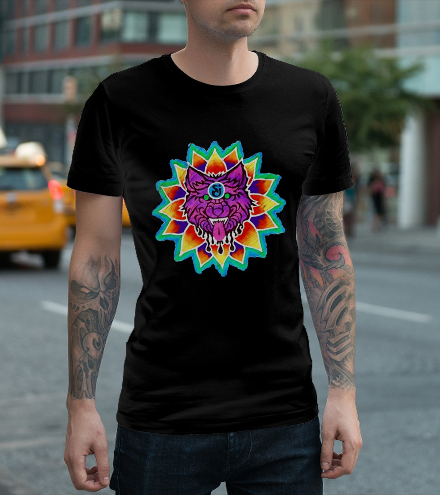 Sj Wolf Mandala Psychedelic Tribal Vivid T-Shirt