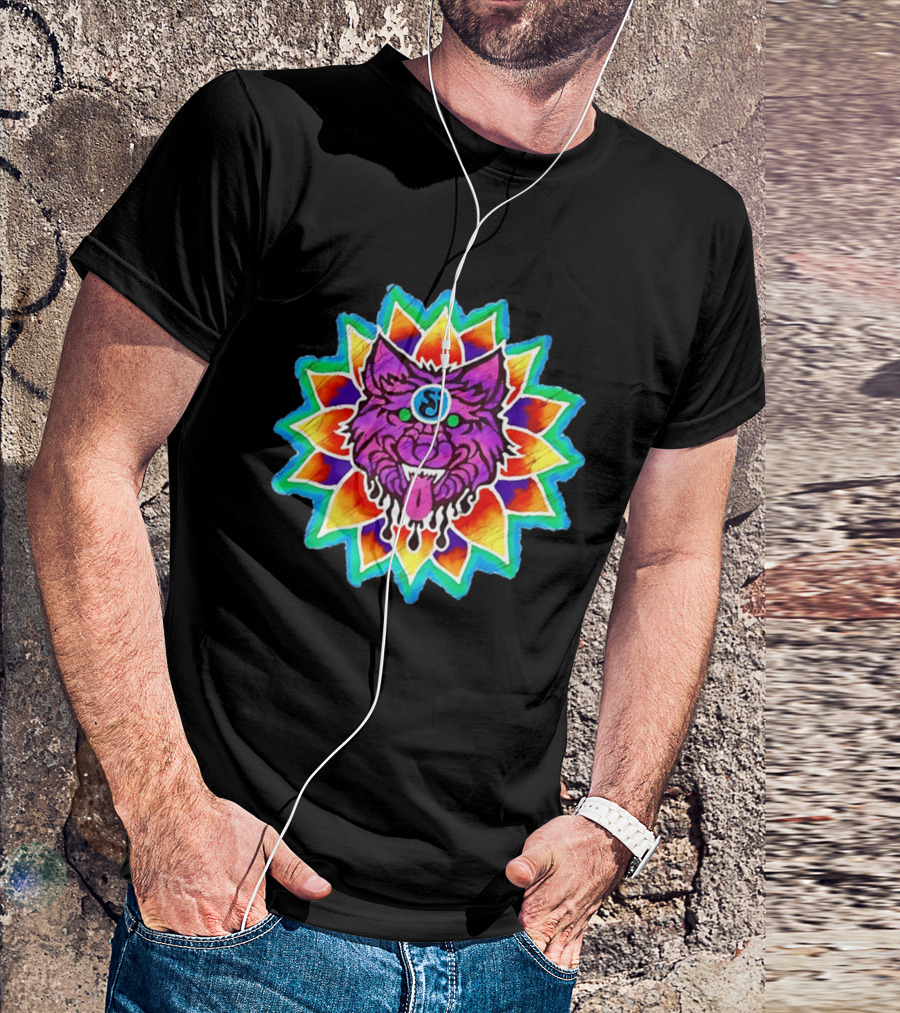 Sj Wolf Mandala Psychedelic Tribal Vivid T-Shirt