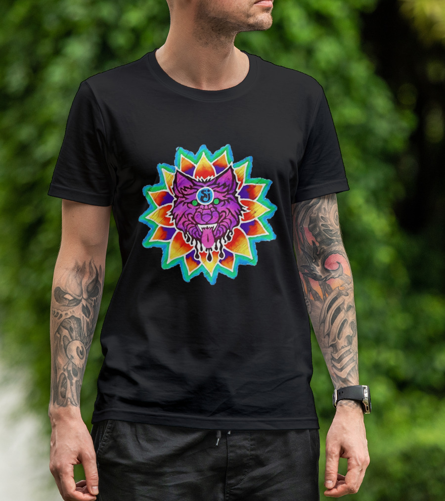 Sj Wolf Mandala Psychedelic Tribal Vivid T-Shirt