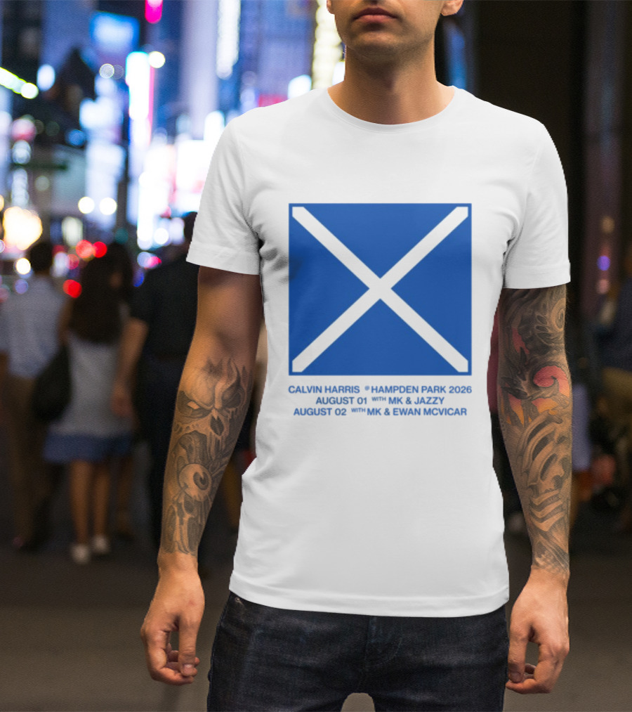 Calvin Harris Hampden Park 2023 Ecru Saltire August MK Jazzy Amber Cox MK Smart Ecuador T-Shirt