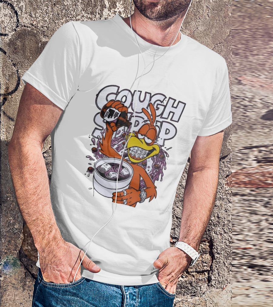 Cough Syrup Toucan Purple Drink Ice Braces Cartoon T-Shirt