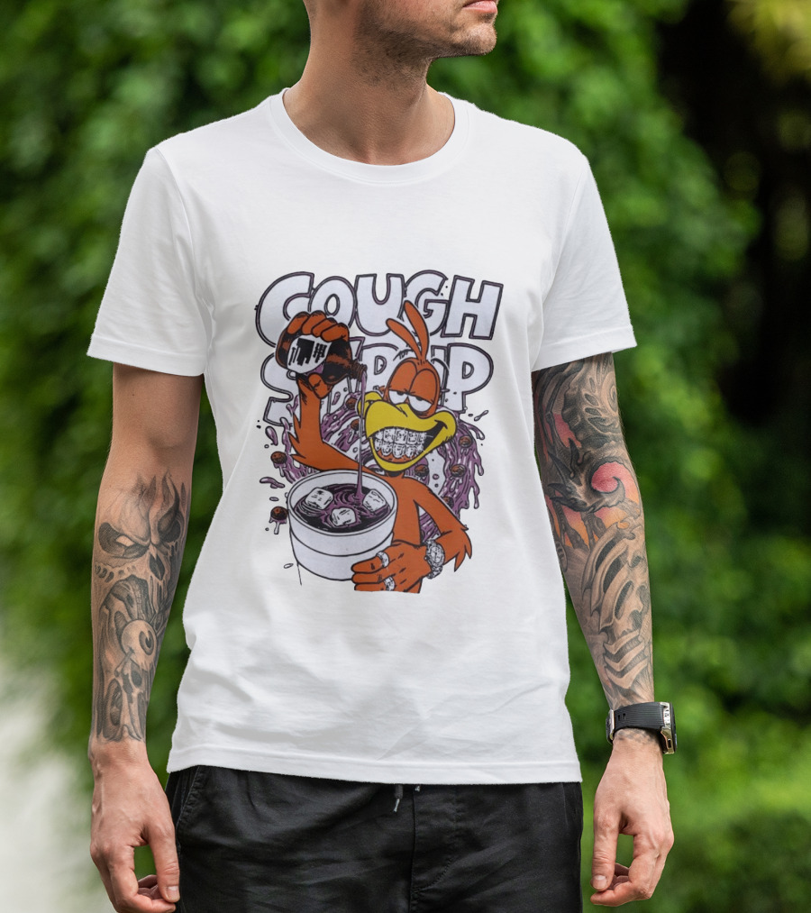 Cough Syrup Toucan Purple Drink Ice Braces Cartoon T-Shirt