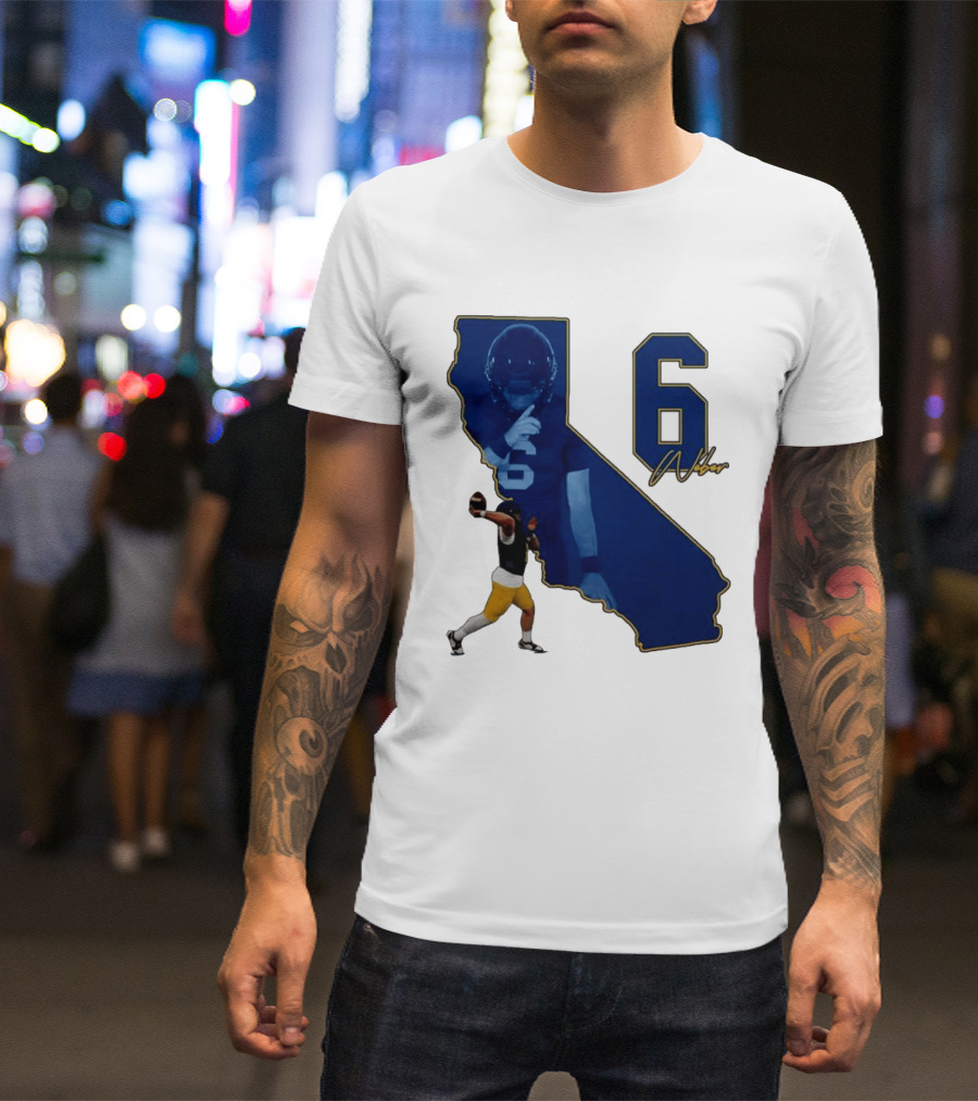 Dane Weber Number 6 California Golden Bears NCAA Map T-Shirt