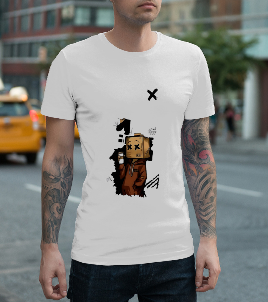 Good Person Box Head Drinking Coffee T-Shirt