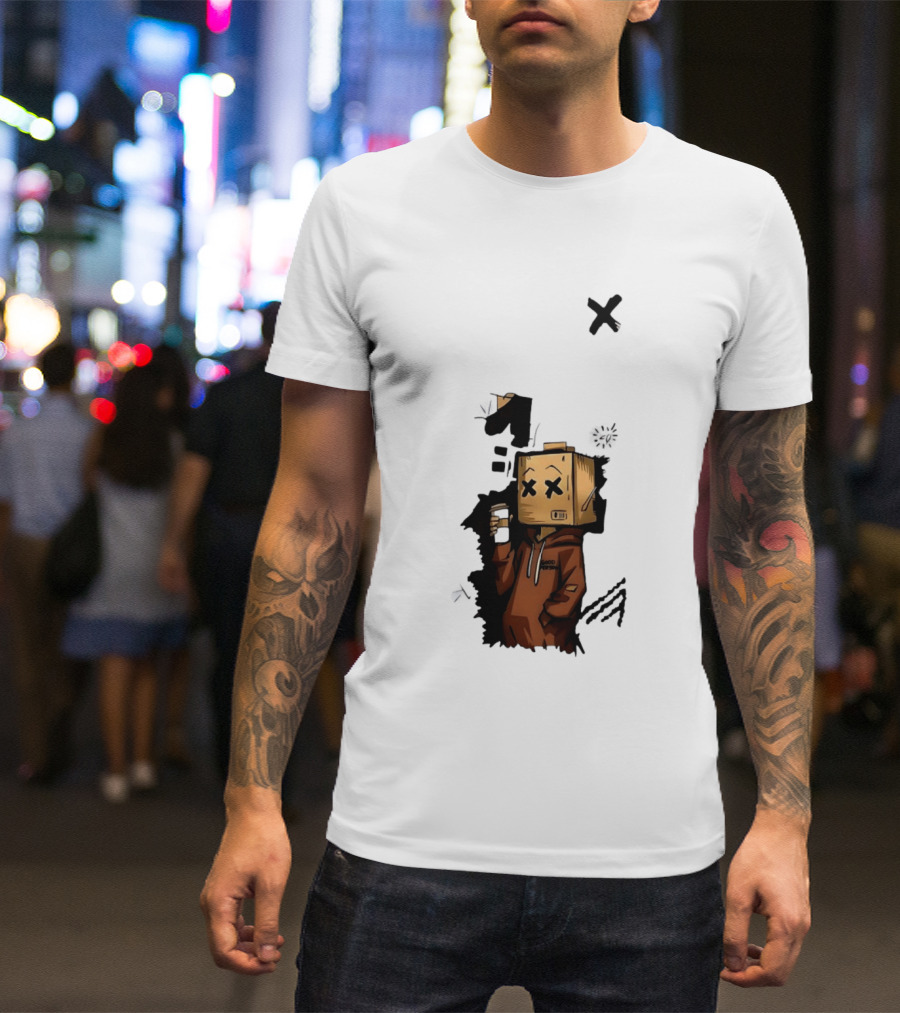 Good Person Box Head Drinking Coffee T-Shirt