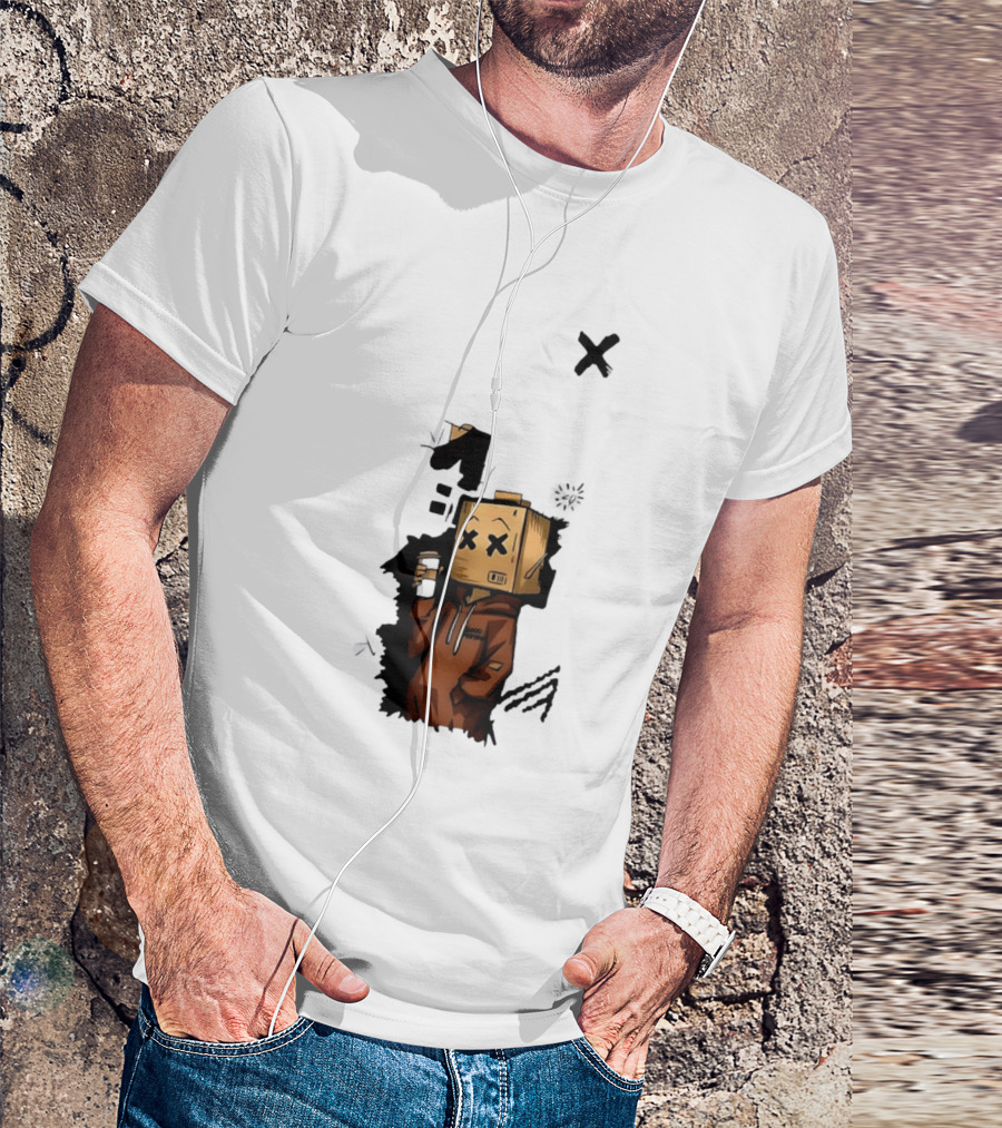 Good Person Box Head Drinking Coffee T-Shirt