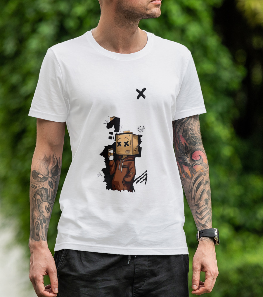 Good Person Box Head Drinking Coffee T-Shirt