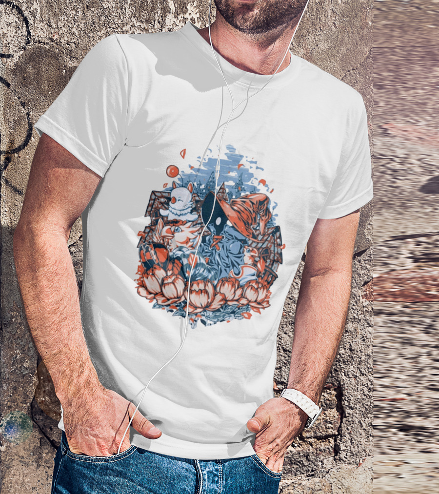 Vivi Ornitier Moogles Chocobos Day Of Calm Fantasy Blossom Scene T-Shirt