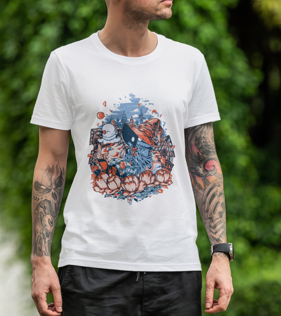 Vivi Ornitier Moogles Chocobos Day Of Calm Fantasy Blossom Scene T-Shirt