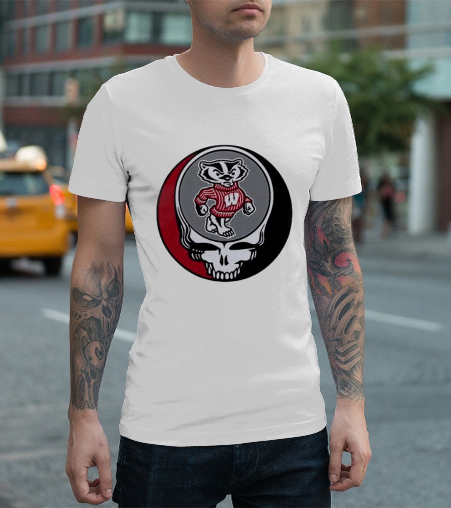 Grateful Dead Wisconsin Badgers Skull And Bucky T-Shirt