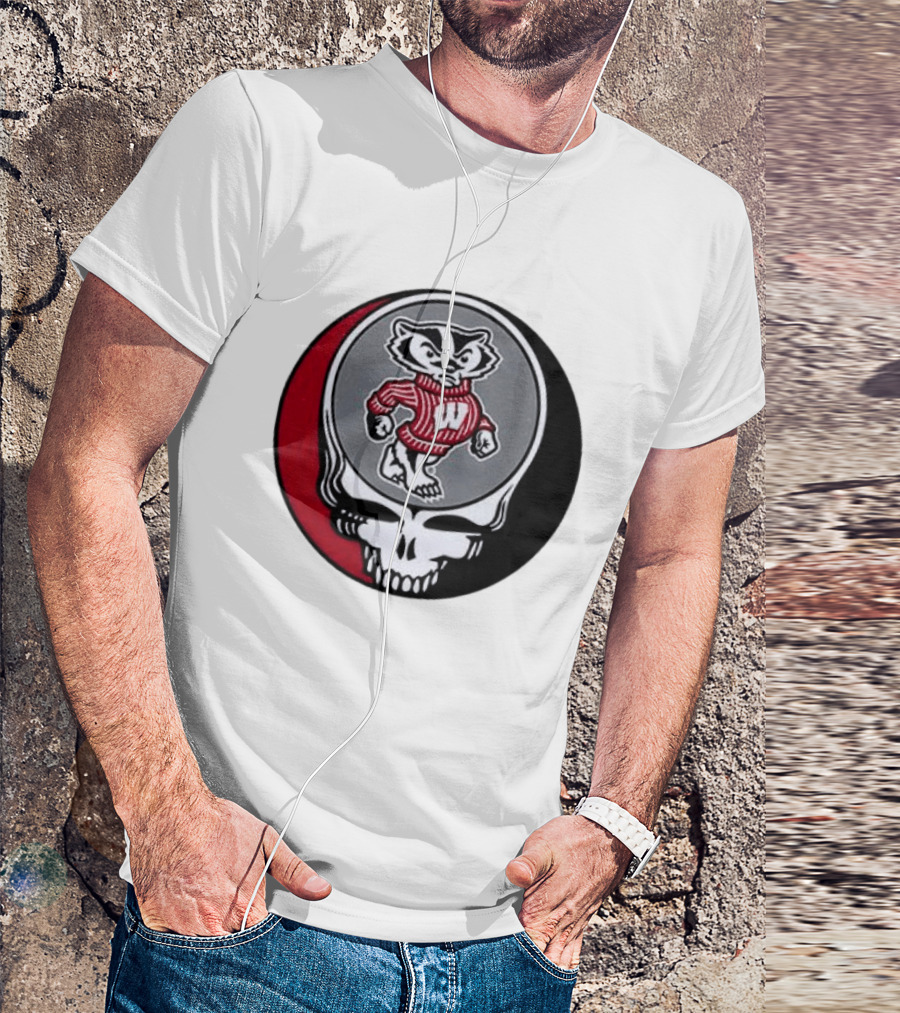 Grateful Dead Wisconsin Badgers Skull And Bucky T-Shirt