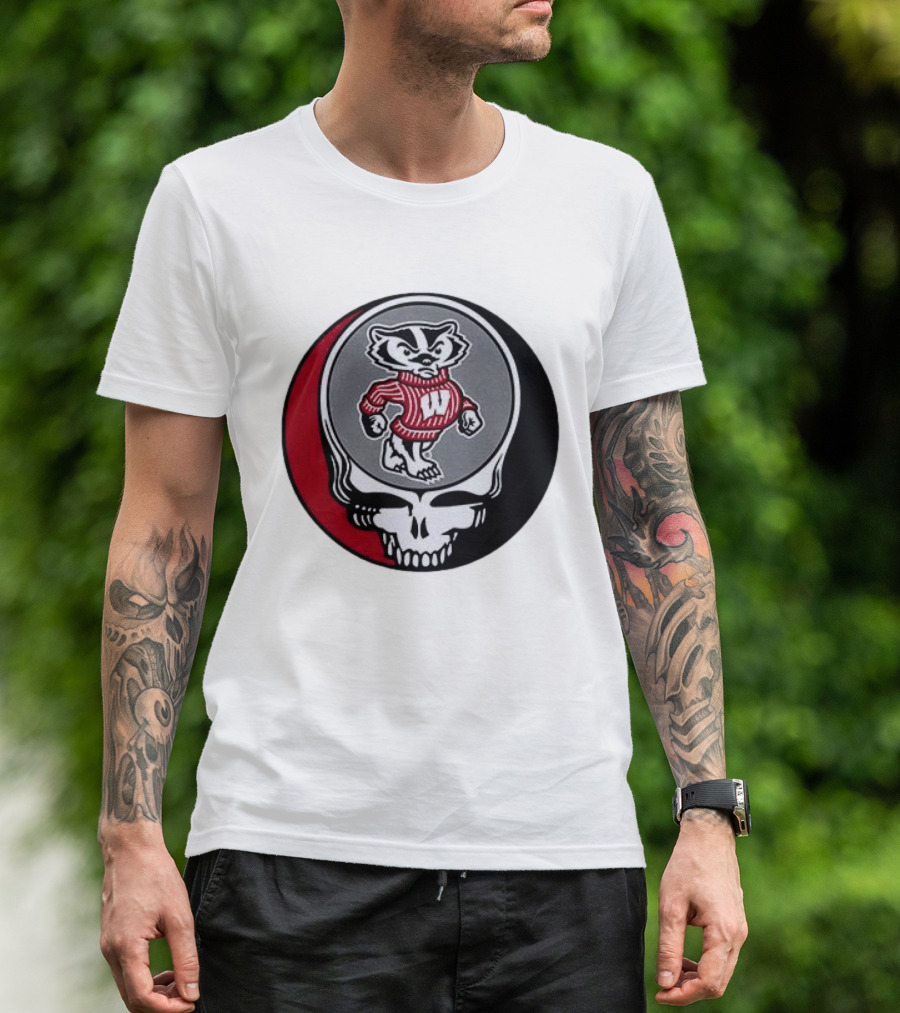 Grateful Dead Wisconsin Badgers Skull And Bucky T-Shirt