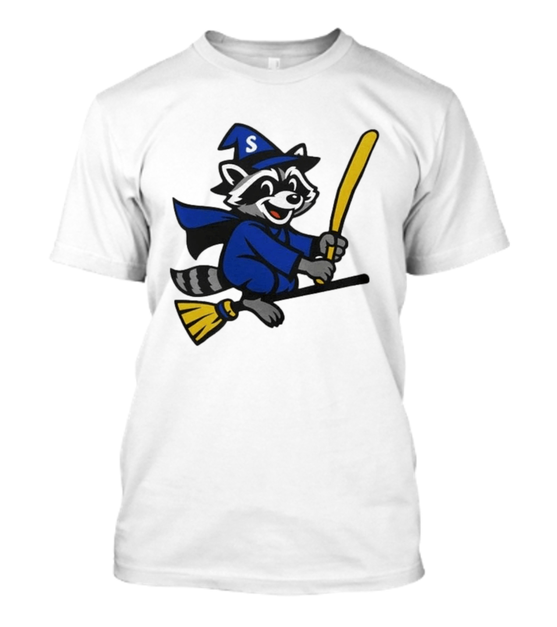 Seattle Mariners Jimothy The Etsy Witch Raccoon Flying Broomstick T-Shirt