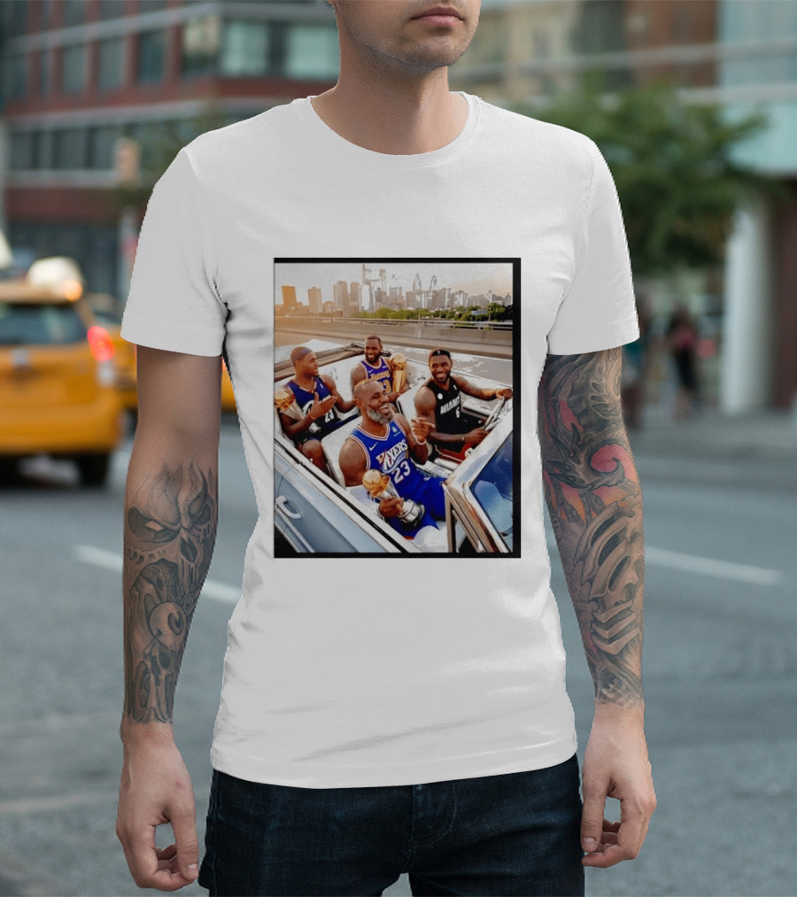 Lebron James Lakers Cavaliers Heat Champions Trophies Parade T-Shirt