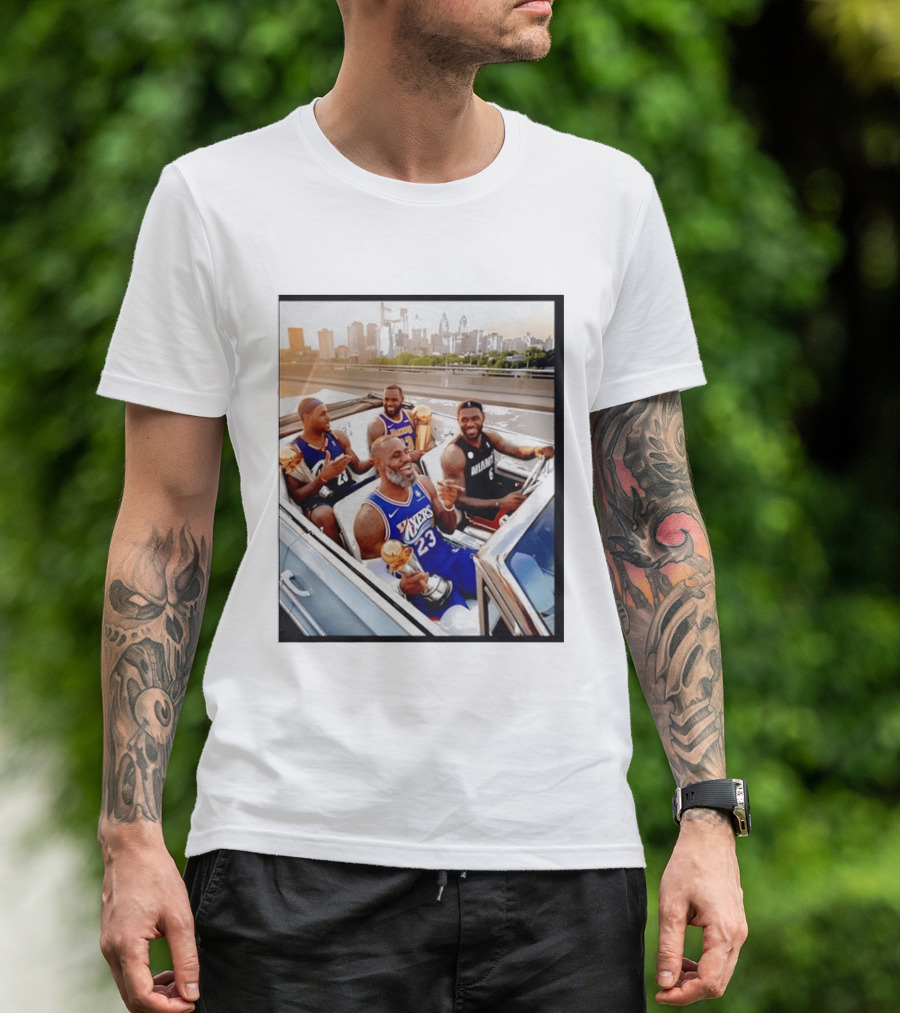 Lebron James Lakers Cavaliers Heat Champions Trophies Parade T-Shirt