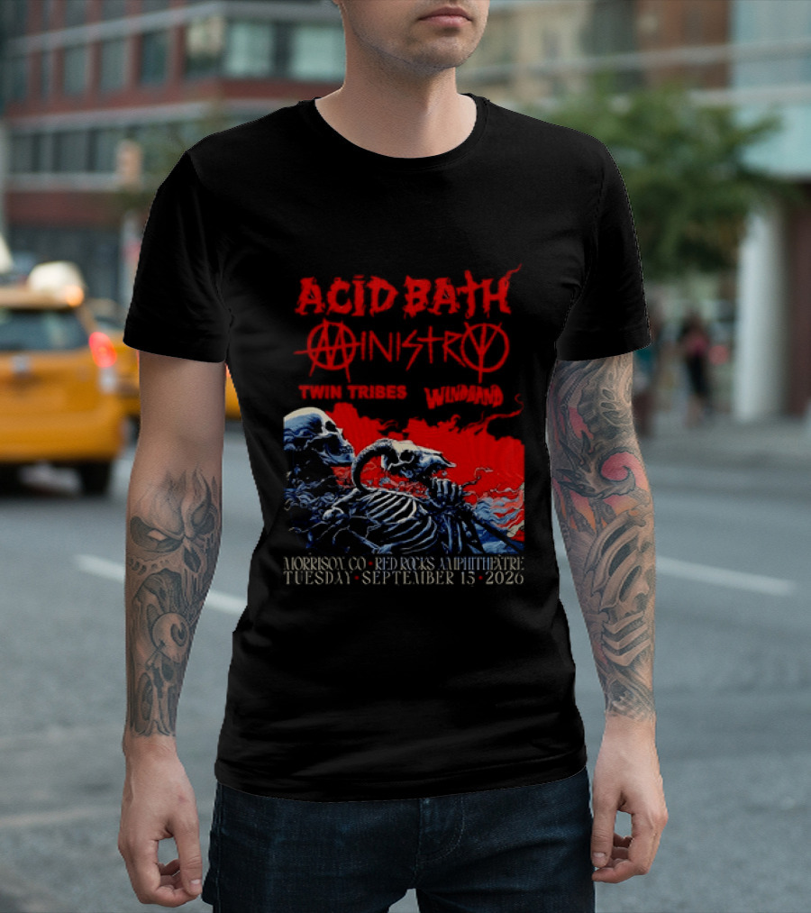 Acid Bath Ministry Twin Tribes Windhand Red Rocks Amphitheatre September 2026 Concert T-Shirt