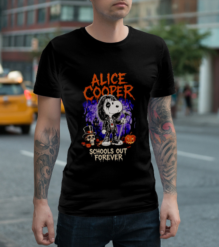 Alice Cooper Snoopy Schools Out Forever Halloween Punk Rock Mashup T-Shirt