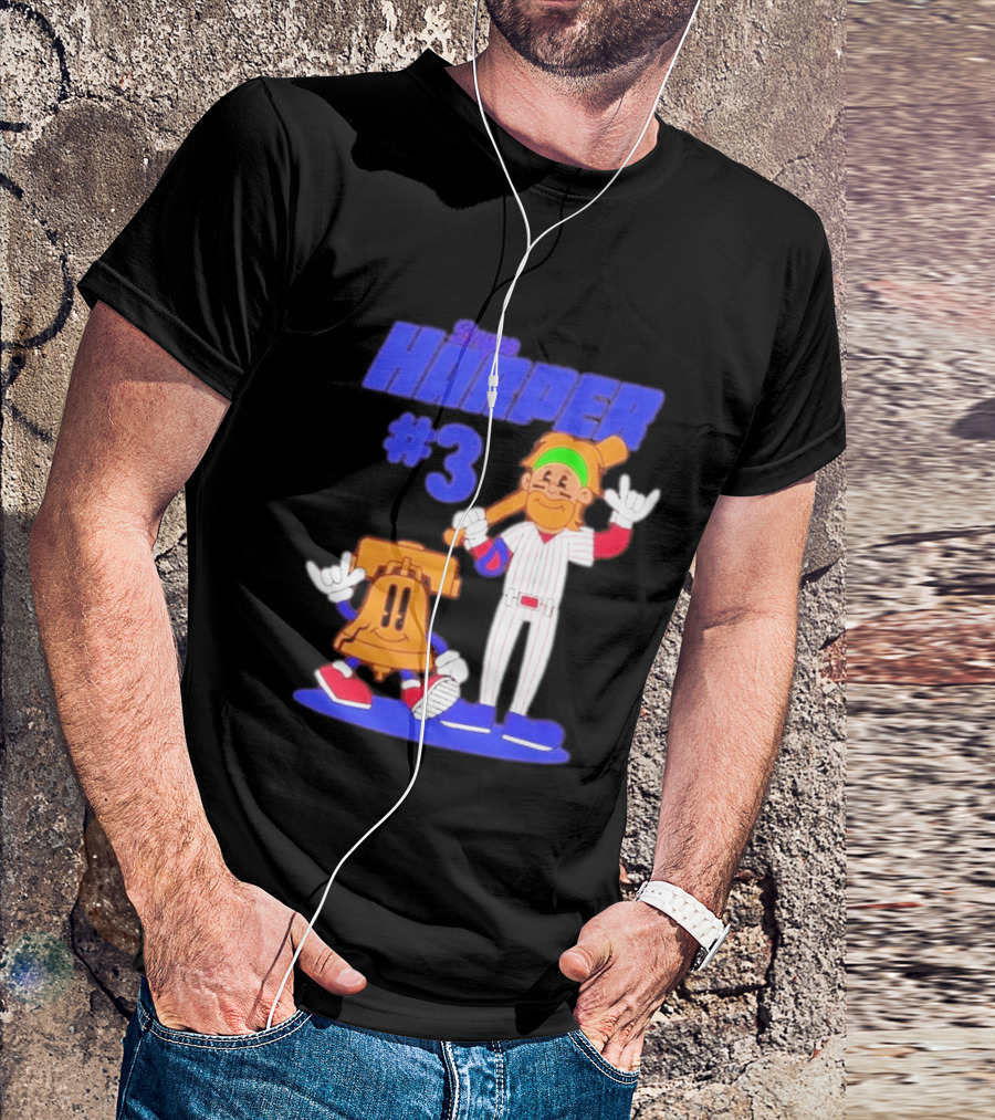 Bryce Harper #3 Philadelphia Phillies Cartoon Player And Liberty Bell T-Shirt