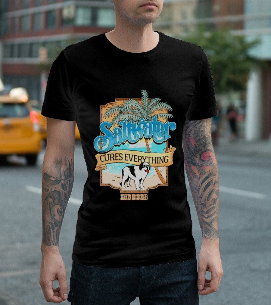 Saltwater Cures Everything Big Dogs Palm Beach Scene T-Shirt