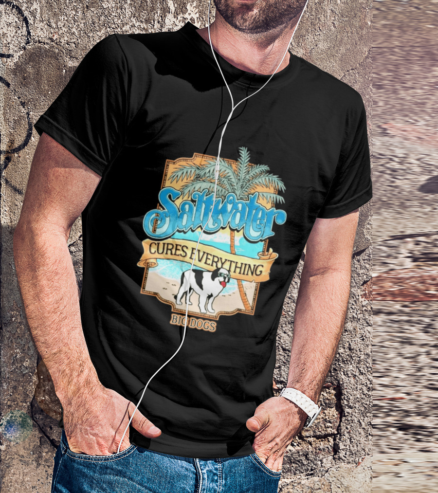 Saltwater Cures Everything Big Dogs Palm Beach Scene T-Shirt