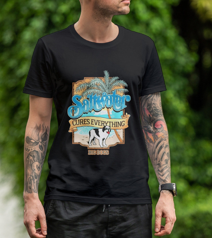 Saltwater Cures Everything Big Dogs Palm Beach Scene T-Shirt