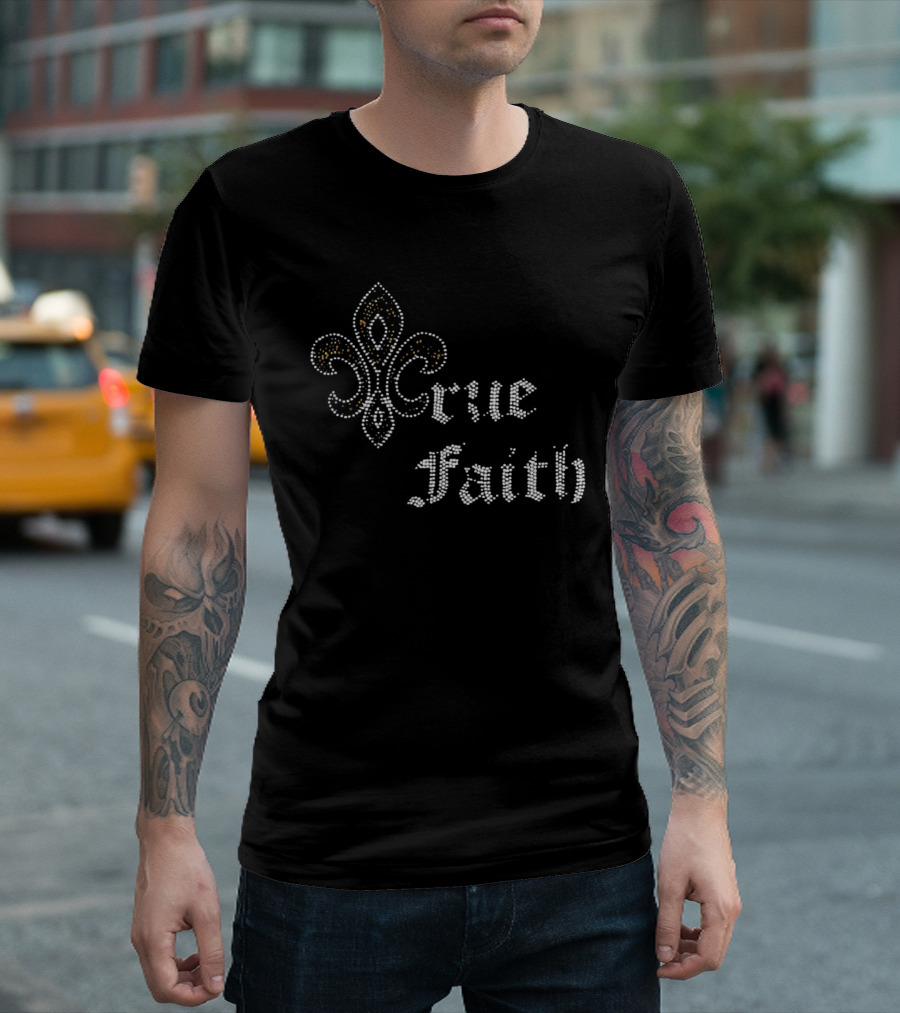 Crue Faith Fleur De Lis Rhinestone Ornament T-Shirt