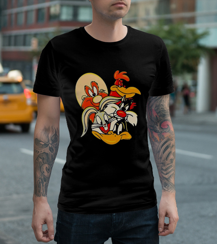Looney Tunes Smiling Faces Bugs Bunny Sylvester Foghorn Leghorn Taz T-Shirt