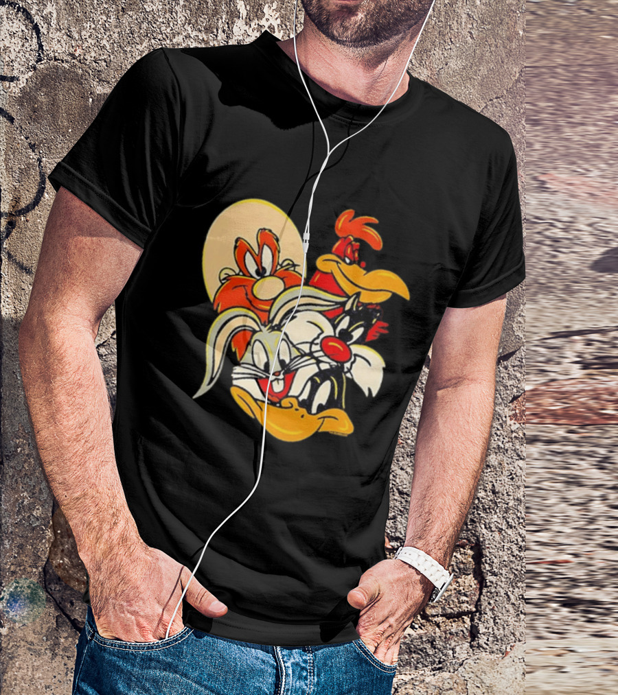 Looney Tunes Smiling Faces Bugs Bunny Sylvester Foghorn Leghorn Taz T-Shirt