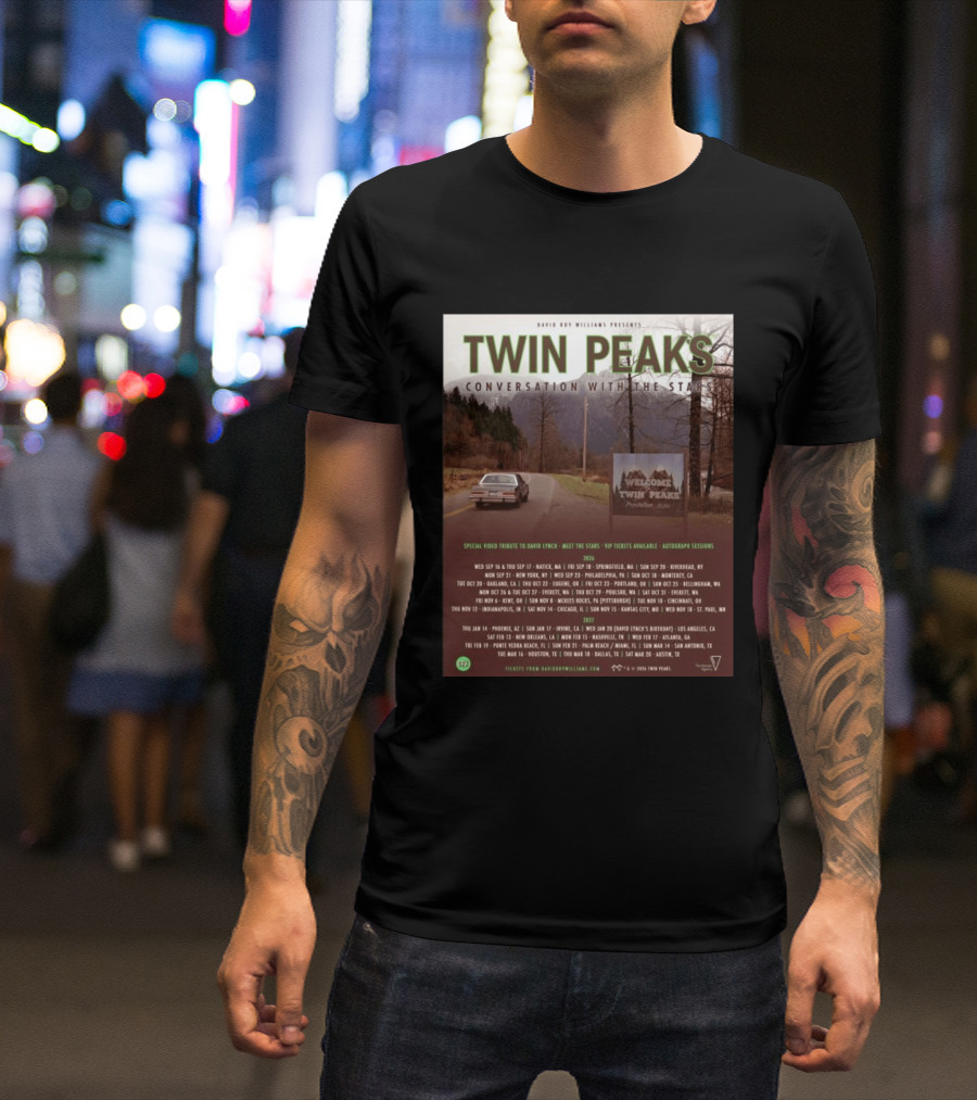 David Roy Williams Presents Twin Peaks Conversation With The Stars Tour Featuring Special Tribute To David Lynch 2023 2024 T-Shirt