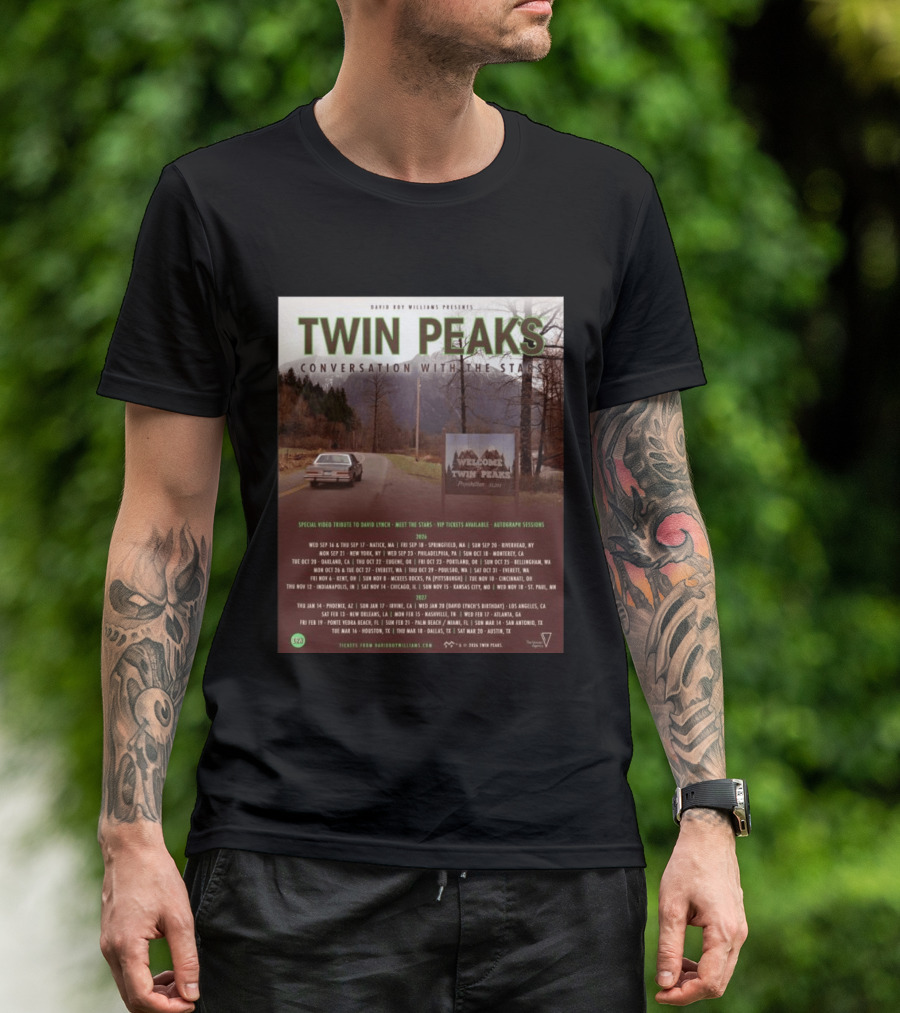 David Roy Williams Presents Twin Peaks Conversation With The Stars Tour Featuring Special Tribute To David Lynch 2023 2024 T-Shirt