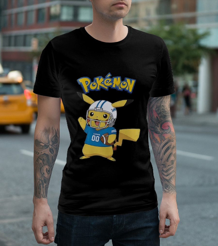 Detroit Lions Pokemon Pikachu Football Fan T-Shirt