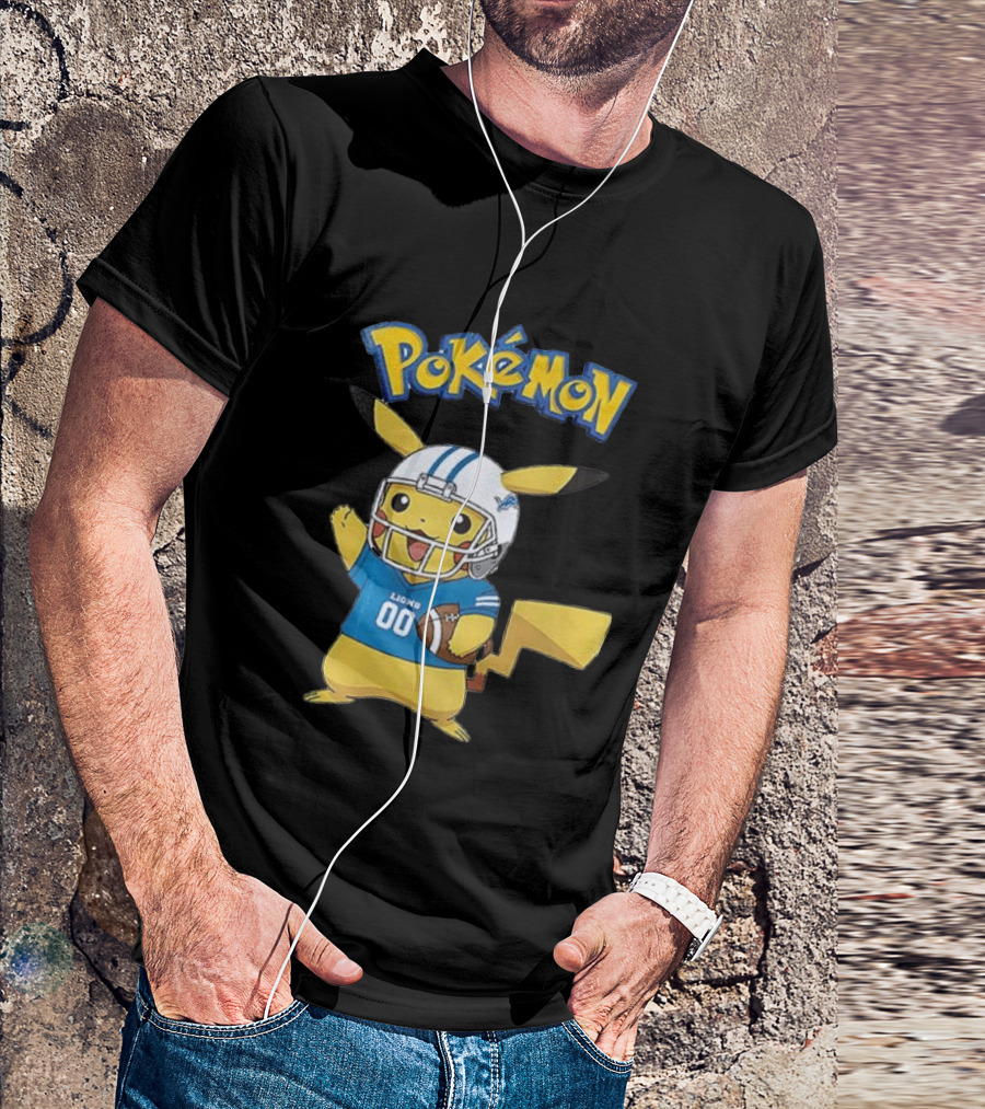 Detroit Lions Pokemon Pikachu Football Fan T-Shirt