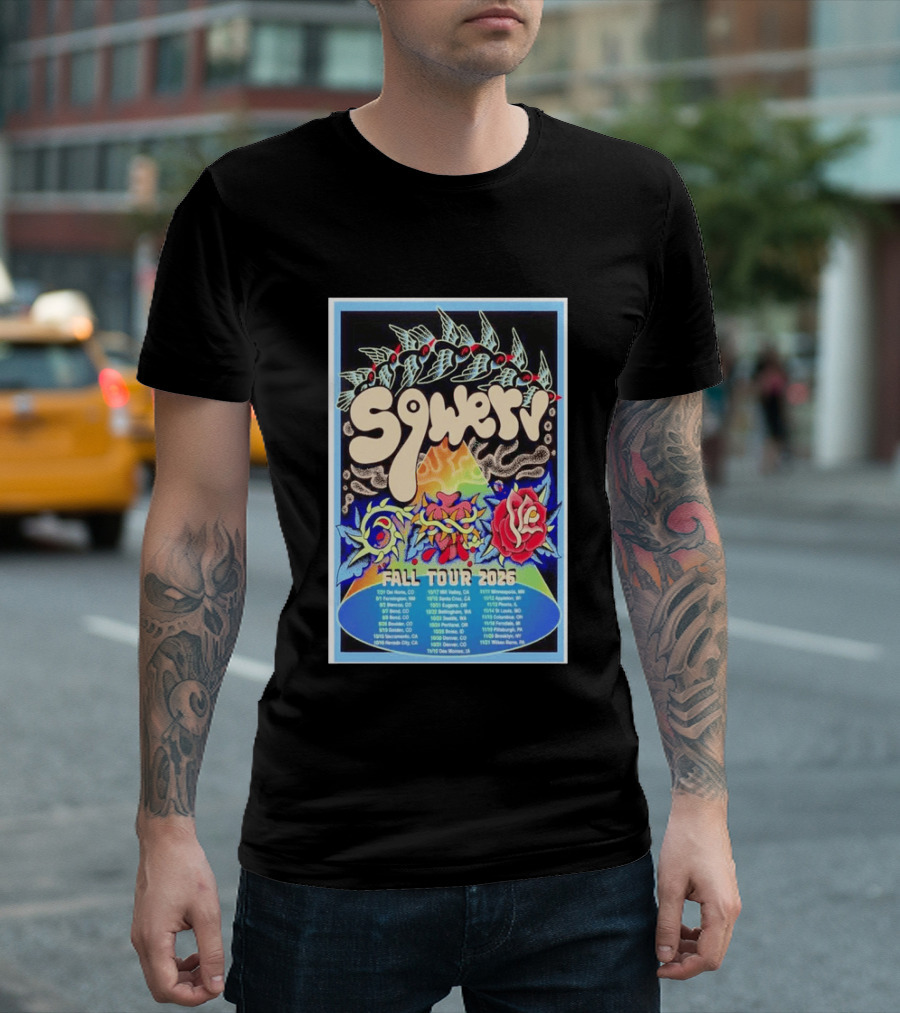 Squeaky Fall Tour 2026 Psychedelic With Rose And Leaf T-Shirt