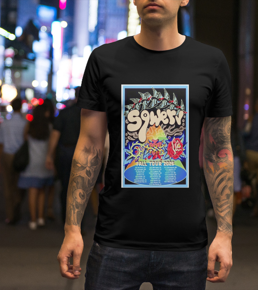 Squeaky Fall Tour 2026 Psychedelic With Rose And Leaf T-Shirt