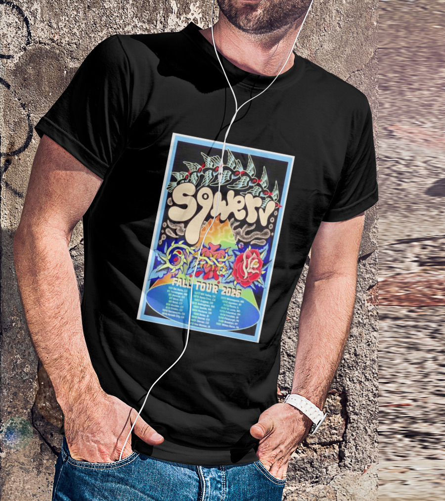 Squeaky Fall Tour 2026 Psychedelic With Rose And Leaf T-Shirt