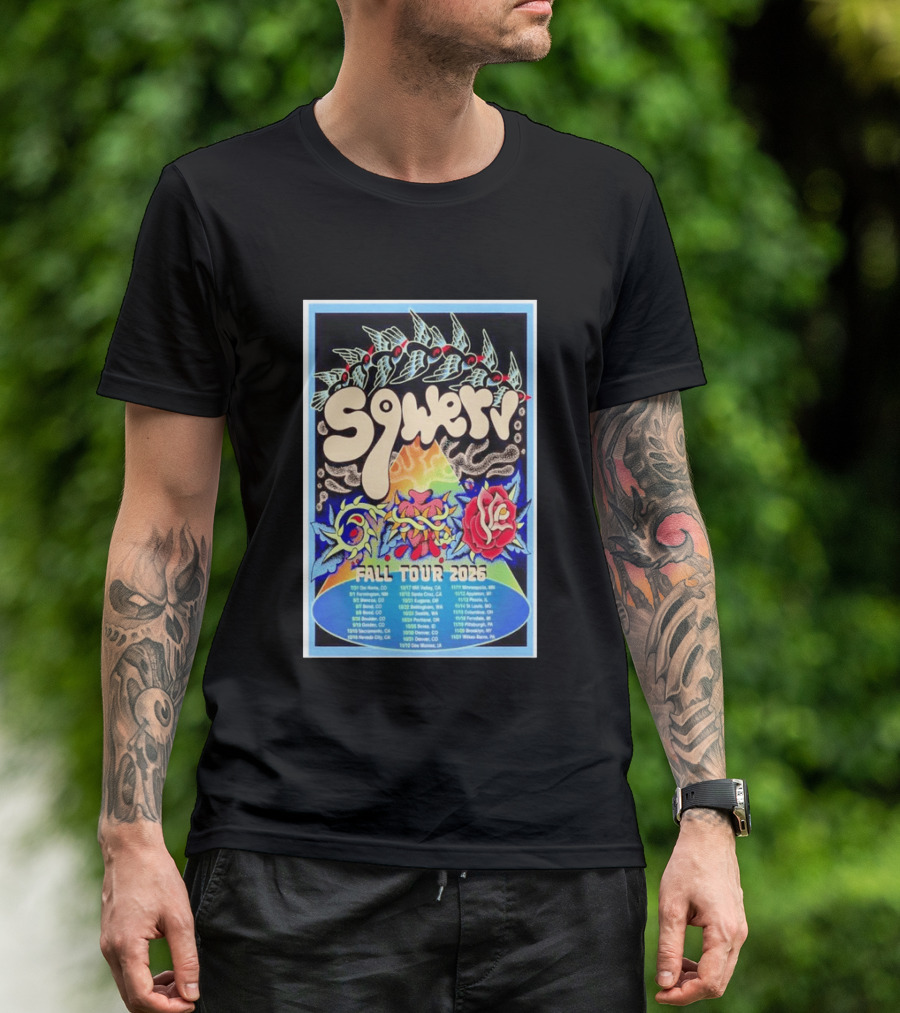 Squeaky Fall Tour 2026 Psychedelic With Rose And Leaf T-Shirt