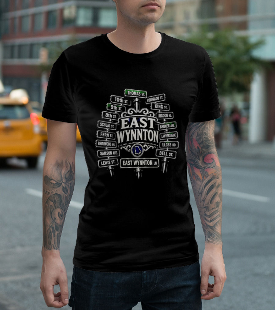East Wynnton Intersection Street Signs Georgia Map Motif T-Shirt