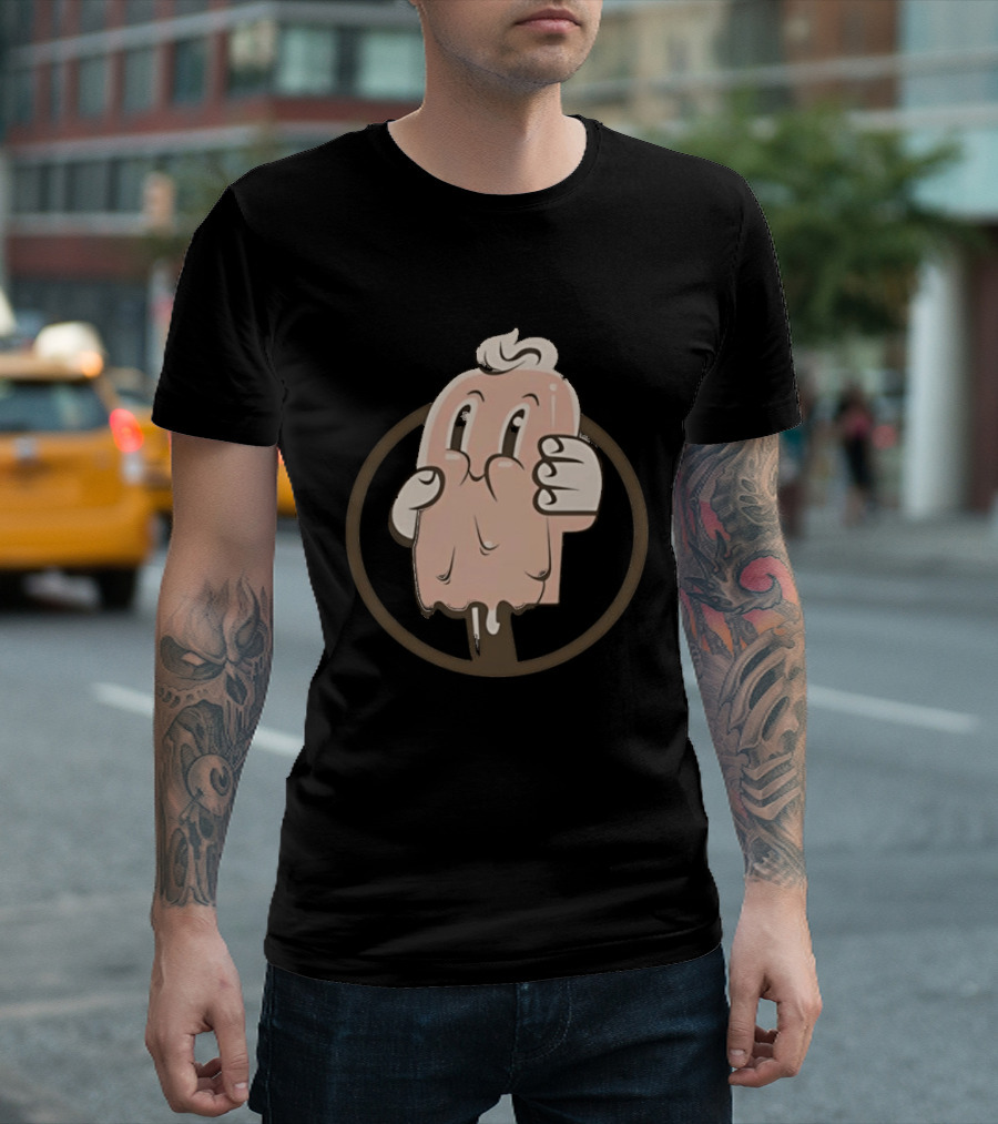 Melting Popsicle Cartoon Character With Circle T-Shirt