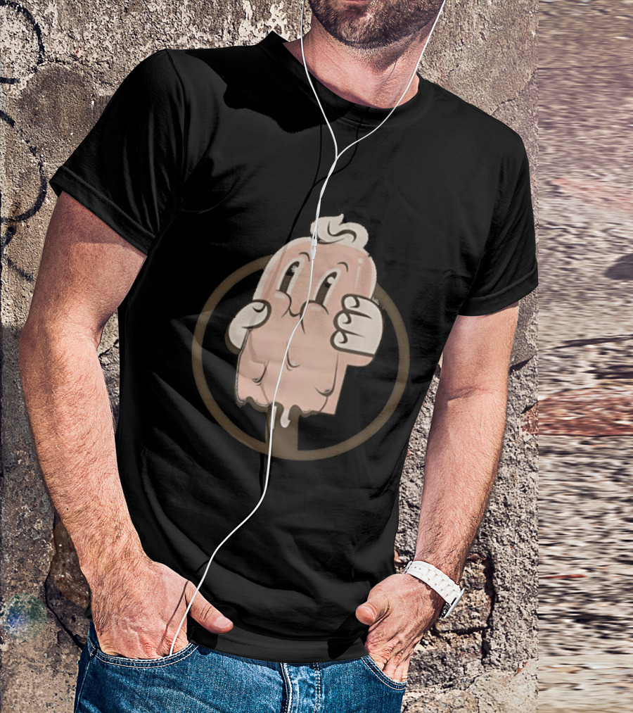 Melting Popsicle Cartoon Character With Circle T-Shirt