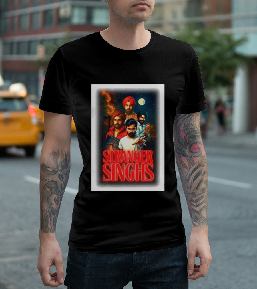 Stranger Singhs Indian Series With Turbaned Characters And Moonlit Sky T-Shirt