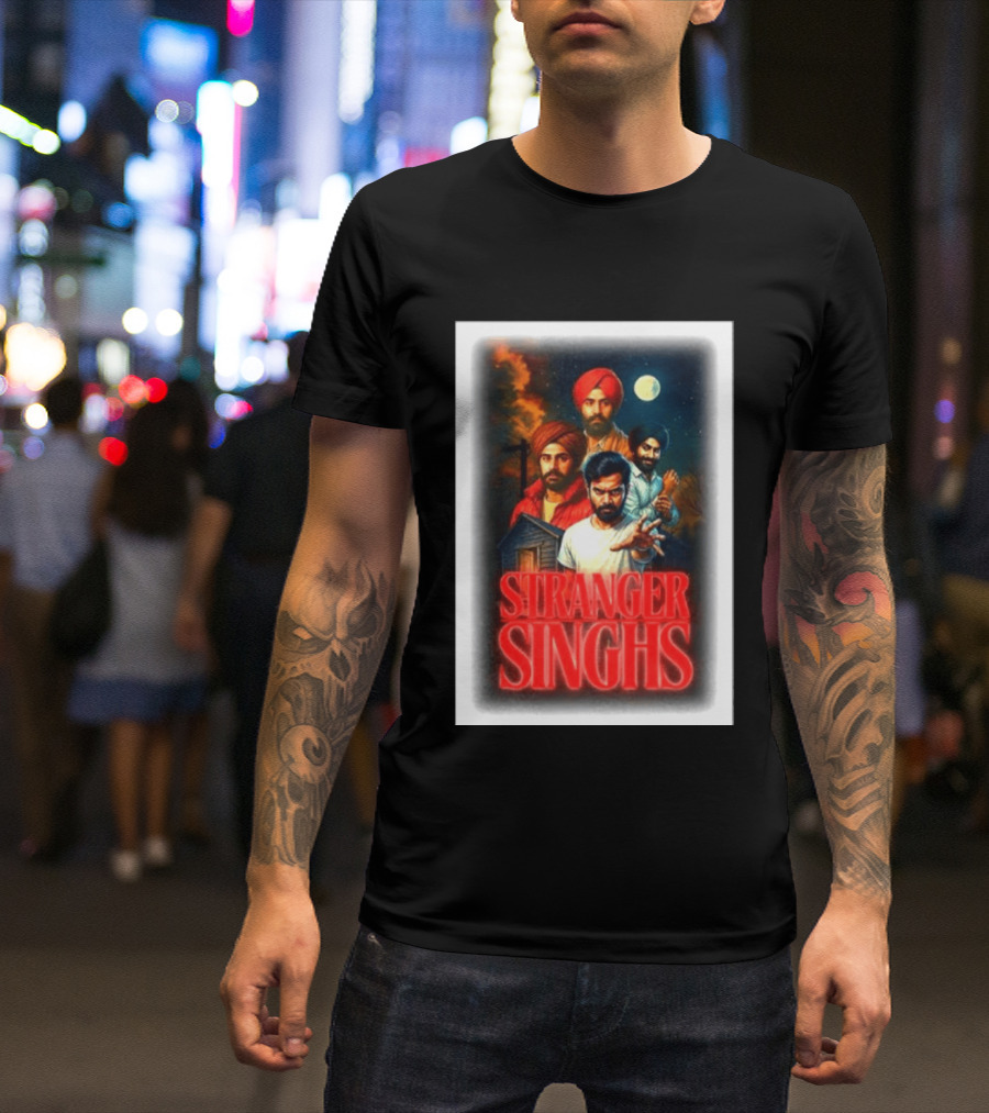 Stranger Singhs Indian Series With Turbaned Characters And Moonlit Sky T-Shirt
