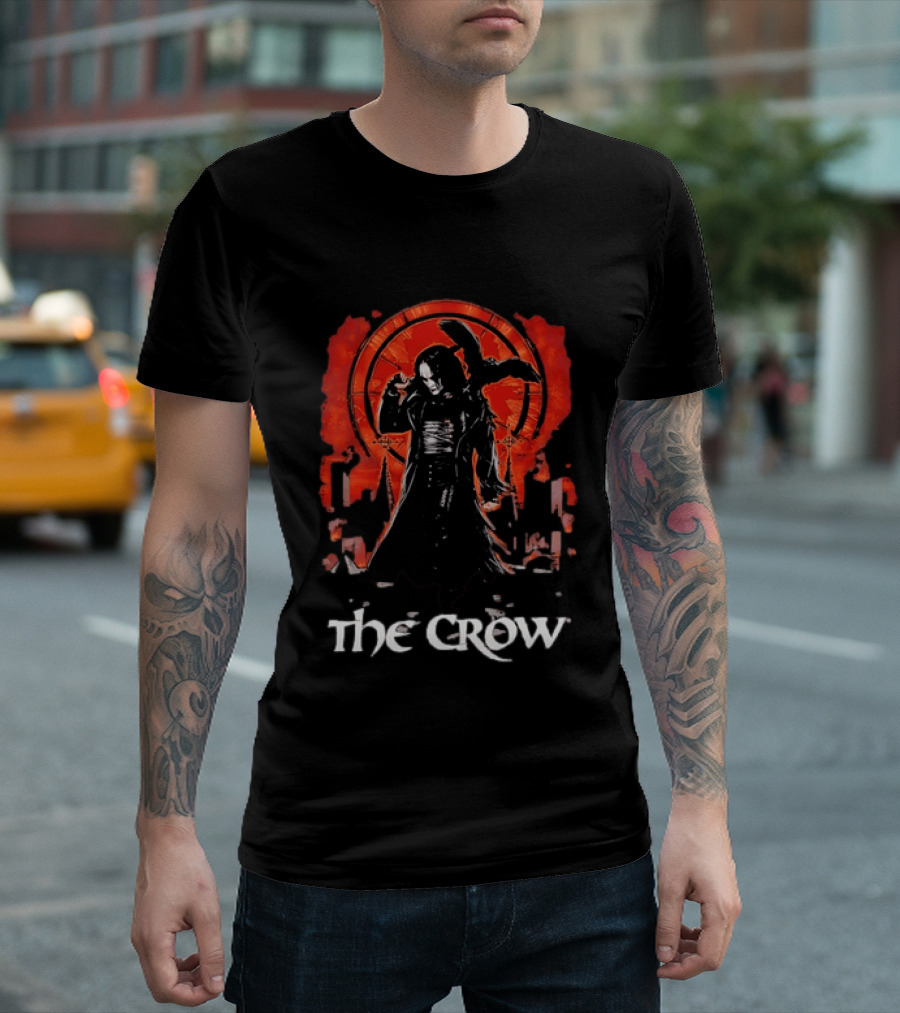 The Crow Brandon Lee Gothic Movie Iconic Dark Aesthetic With Red T-Shirt
