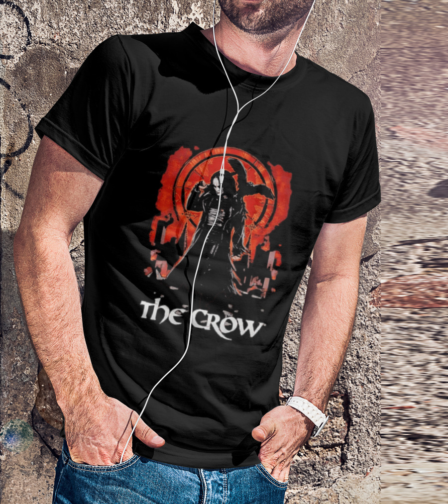 The Crow Brandon Lee Gothic Movie Iconic Dark Aesthetic With Red T-Shirt
