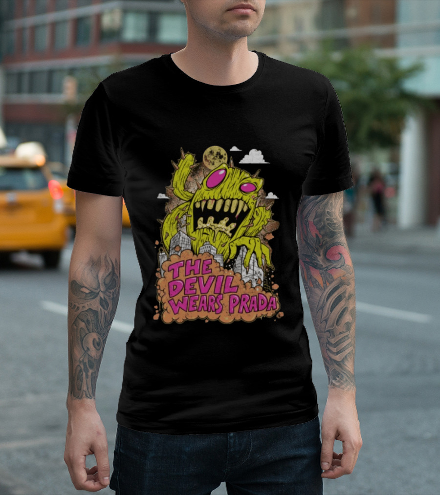 The Devil Wears Prada Cactuszilla Monster In Cityscape T-Shirt