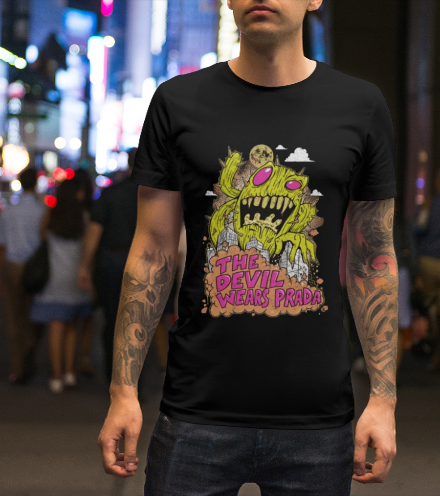 The Devil Wears Prada Cactuszilla Monster In Cityscape T-Shirt