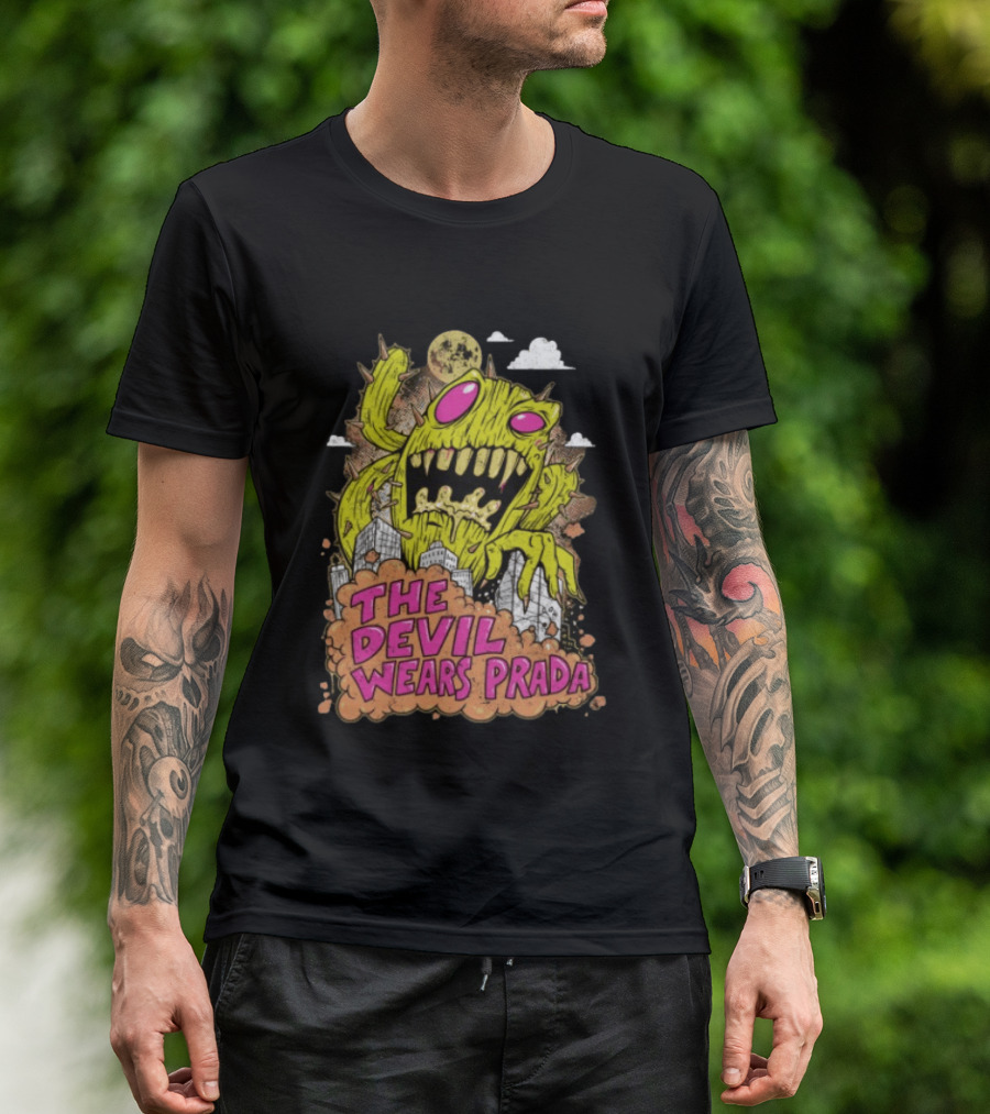 The Devil Wears Prada Cactuszilla Monster In Cityscape T-Shirt