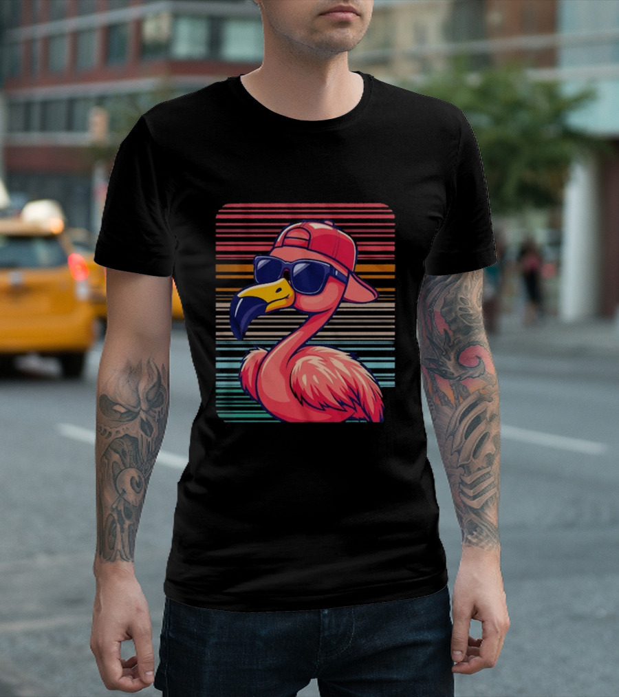 Flamingo Cool Vibes Sunglasses And Cap T-Shirt