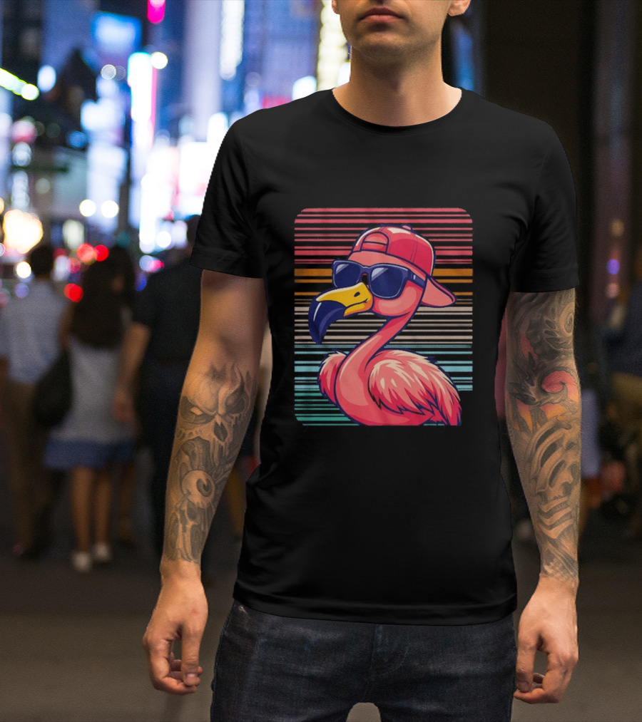 Flamingo Cool Vibes Sunglasses And Cap T-Shirt